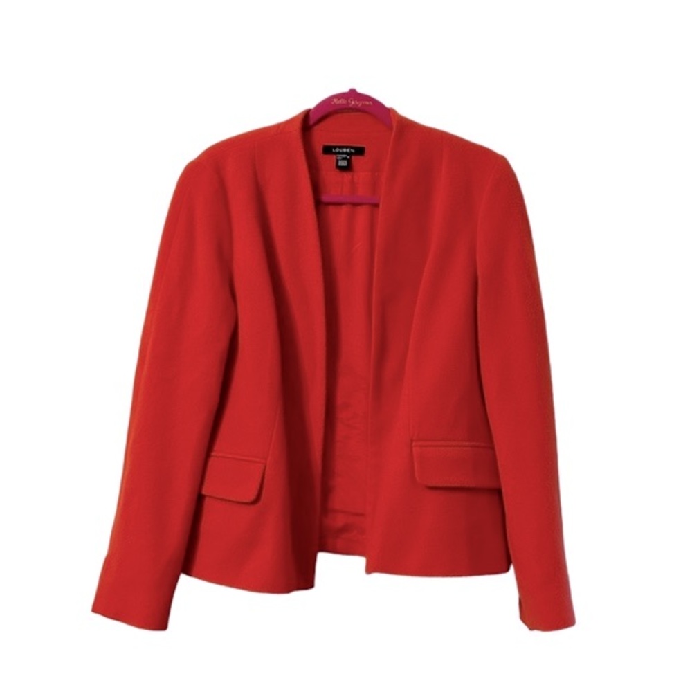 Louben Wool & Cashmere Tomato Red Blazer size 10